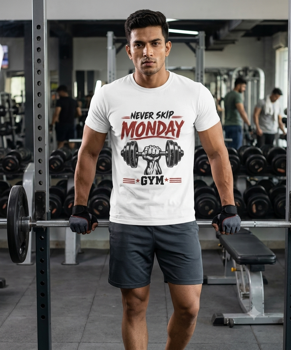 Never Skip Monday GymUnisex Classic Crew T-Shirt